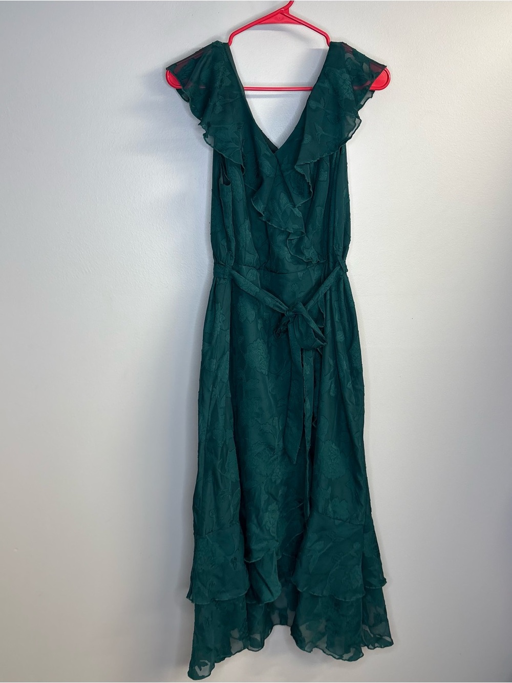 Grace Karin Emerald Green Ruffle High-Low Maxi Dress